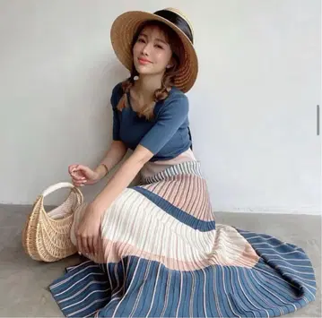 새상품 eimvistore 컬러 레이어 보트넥 니트 원피스