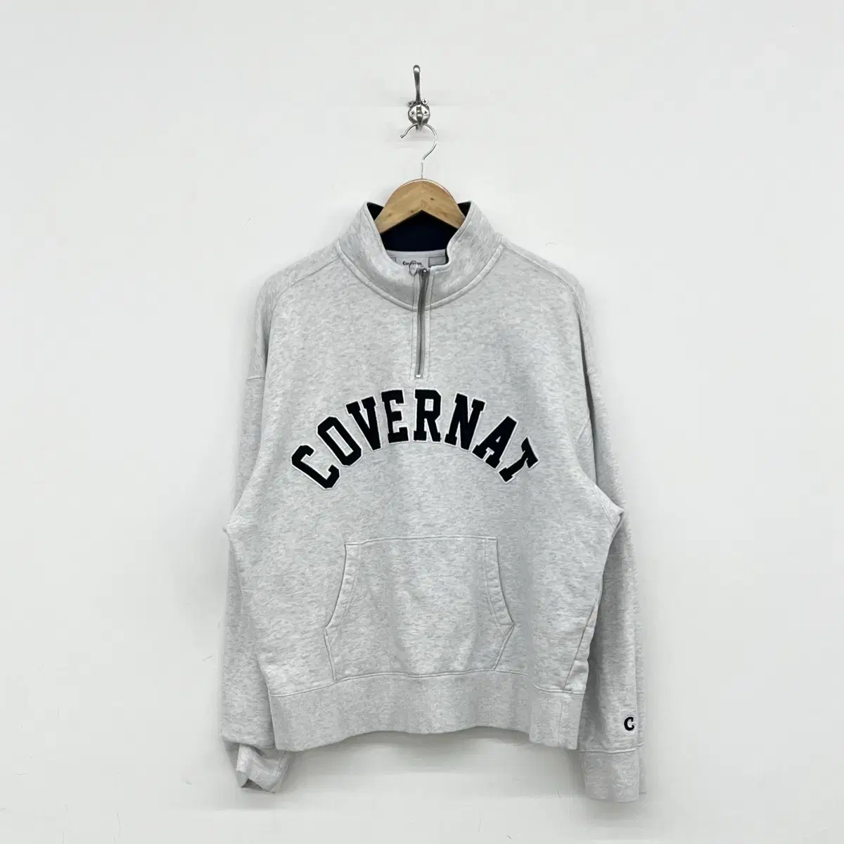 COVERNAT Arch Logo Half Zip-Up Sweatshirt Deep Red