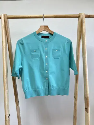 CABaN 파인 폴리에스테르 하프 슬리브 포켓 가디건