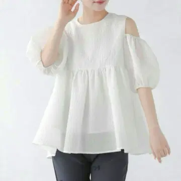 Fit more 핏모어 오픈 숄더 자카드 상의