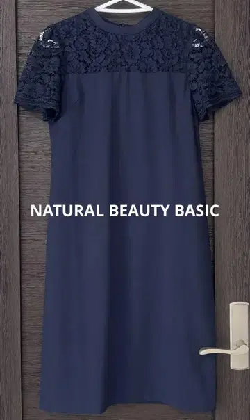 내추럴 뷰티 베이직 원피스 레이스 네이비 포멀