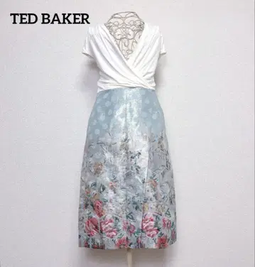 TEDBAKER 카슈쿨 꽃무늬 자카드 랩 원피스 메탈릭
