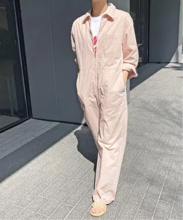 스픽 앤 스팬 23SS 면 나일론 점프수트 허리 벨트 핑크