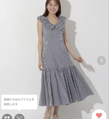 앙데팡당 깅엄 프릴 민소매 원피스