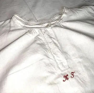 프랑스 프렌치 앤티크 원피스 린넨 자수 린넨 스모크