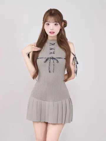 다리치 도킹 레이스업 미니 원피스 다리치