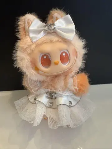 LABUBU 라부부 17cm 화이트 고져스 드레스 리본 2종 세트