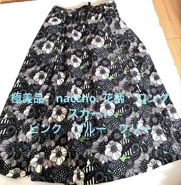 컨디션 최상 naccho. 꽃무늬 플레어 스커트 허리밴딩 프리