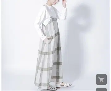 코튼 린넨 파나마 체크 오버롤 스커트