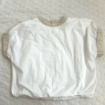Bshop 화이트/베이지 반팔 셔츠 프론트 버튼