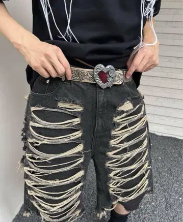 하트형 버클 벨트 실버