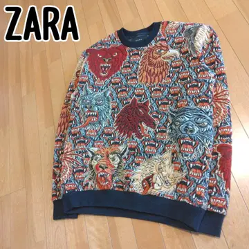 ZARA 자카드 자수 맨투맨 애니멀 무늬 올 패턴 남성용