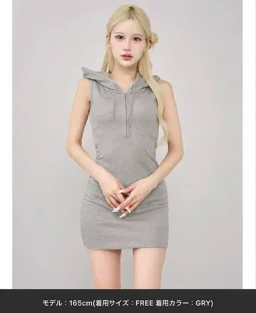 Darich 라메 맨투맨 미니 원피스 그레이