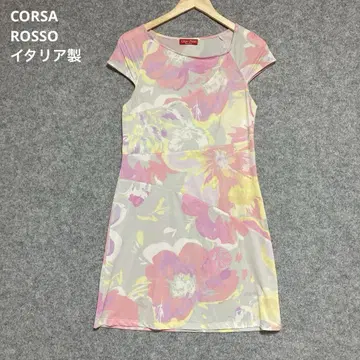 CORSA ROSSO 플라워 프린트 반팔 무릎 기장 원피스