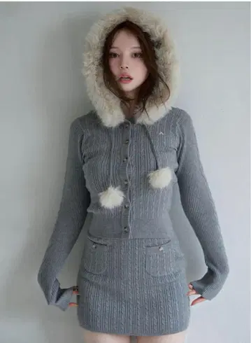 andmary Reo fur knit set up