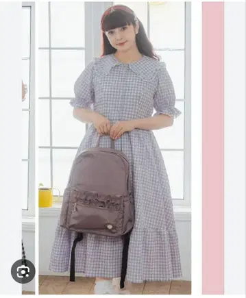 아오키 미사코 새상품 깅엄 체크 원피스 M 라벤더 컬러