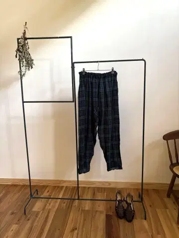 세탁한 듯한 마드라스 체크 linen 릴랙스 몸빼