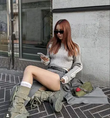 ACLENT 플리츠 롱 랩스커트