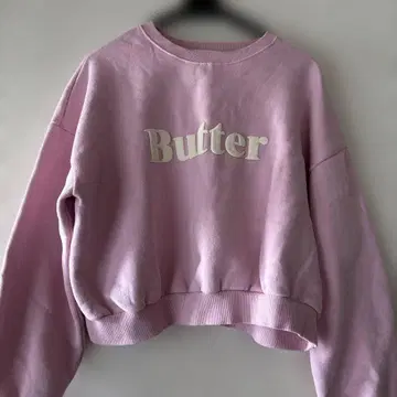 Butter 로고 핑크 크롭 맨투맨