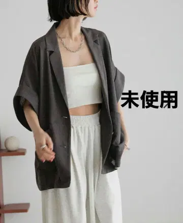 미사용 로리즈팜 바스켓 자켓 SS 차콜 그레이
