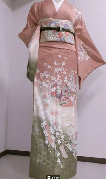 호몬기 핑크와 그린 꽃무늬