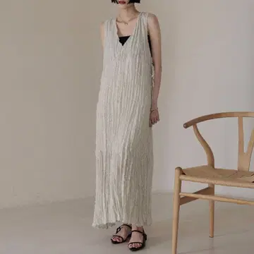 [ LOWRYS FARM ] 크링클 리본 원피스 아이보리