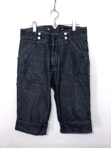 00s 헤이세이 아카이브 구제 의류 메니 포켓 데님 카고 버뮤다 팬츠