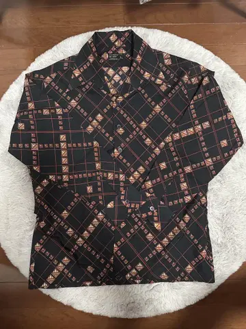 70s JCPenney 디스코 셔츠 올 패턴 블랙