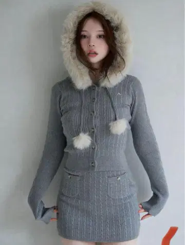 andmary Reo fur knit set up