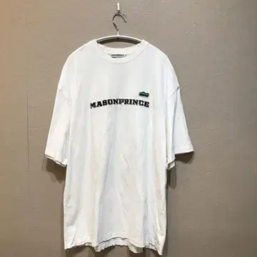 MASONPRINCE 빅 실루엣 그린 라벨 로고 & 백 프린트 T