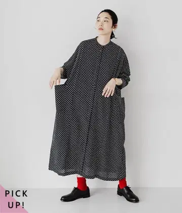 밴드 카라 빅 포켓 원피스