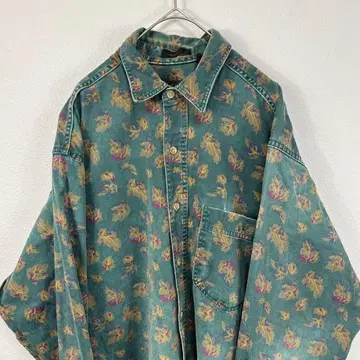90s 블랙 택 USA제 eddie bauer 올 패턴 데님 셔츠