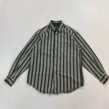 [ 레어 ] 00s-90s 노티카 올리브 그린 스트라이프 셔츠