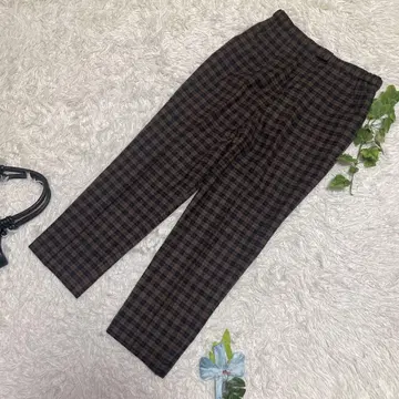 컨디션 최상 레리안 울 슬랙스 블랙 베이지 체크 센터라인 13