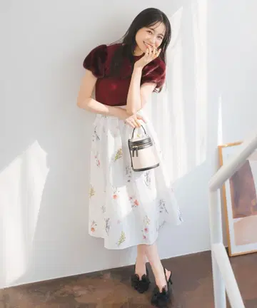 WILLSELECTION 가을 보타니컬 플라워 턱 스커트