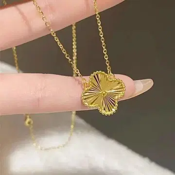 미사용 새상품 목걸이 골드 행운 네잎클로버 써지컬 스테인리스 고급