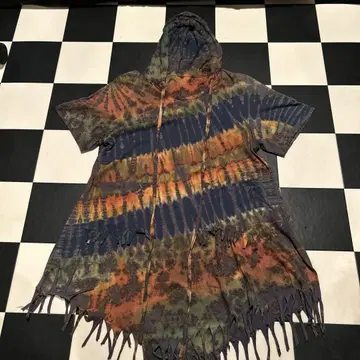 tie dye dyeing fringe pullover hoodie