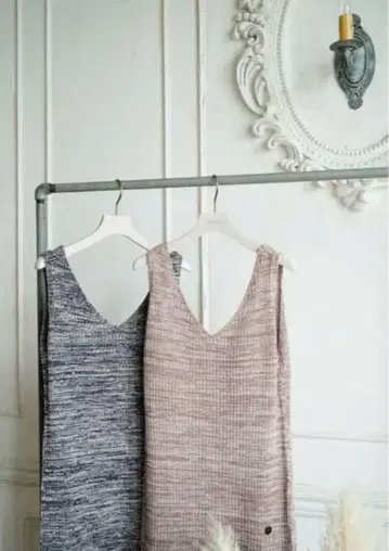 Herlipto 더블 V넥 니트 드레스 블루 S