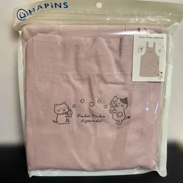 복슬복슬 냥코 샤봉 캔버스 워크 에이프런 핑크 에이프런