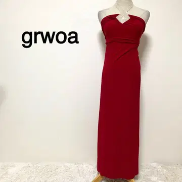 grwoa 레드 컬러 스팽글 홀더넥 드레스