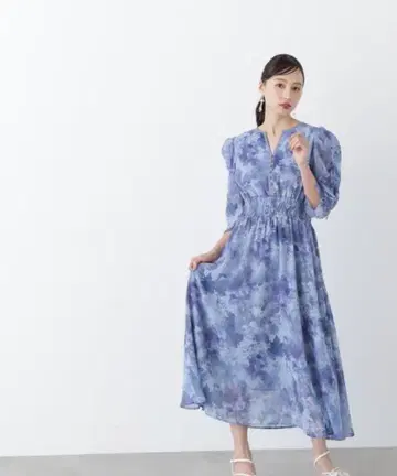 쉬머 플라워 프린트 원피스 JILL by JILL STUART 블루
