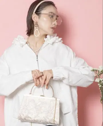 프릴 후디 지퍼 블루종