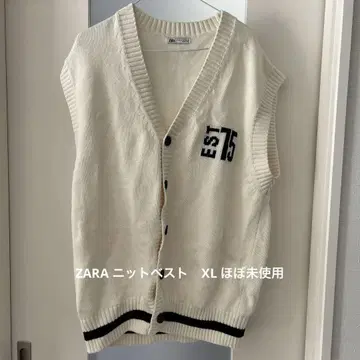ZARA 칼리지 로고 니트 베스트 XL 미사용