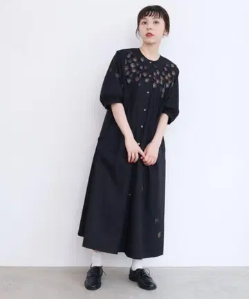 아틀리에 드 사봉 빙글빙글 그린 꽃 돌먼 원피스