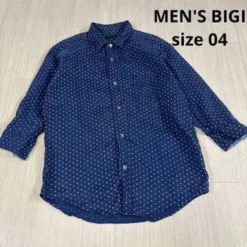 MEN'S BIGI 네이비 도트 무늬 5부 소매 7부 소매 4 린넨