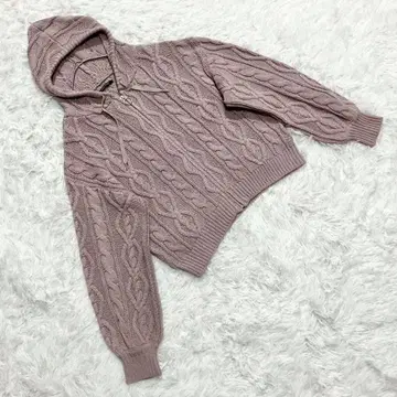 [원웨이] (M) 케이블 짜임 니트 후드티 후디드 집업