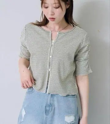전후 2WAY/무지&보더 서멀 퍼프 반팔 가디건 루네사스