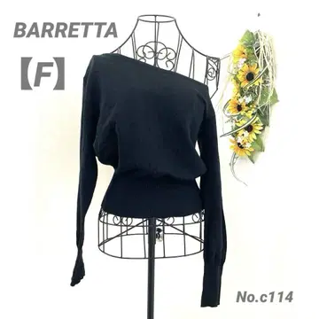 머리핀 BARRETTA 한쪽 오프숄더 긴팔 니트 프리 블랙 귀여운