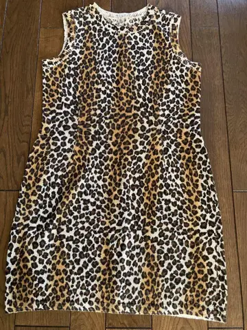[ 이타리야 ] 레오파드 무늬 슬리브리스 튜닉 size 9 린넨 100%
