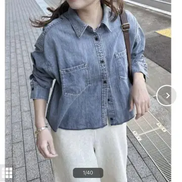 컨디션 최상 저널 스탠다드 라이트 온스 데님 크롭 셔츠
